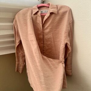 Zara Women's Button Down Shirt in Tan